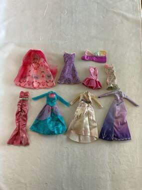 Disney Frozen 2 and Barbie Doll Fashion Dress Lot 9 Pieces